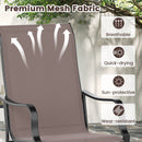 Patio Dining Chair Set of 2 with Wide Seat and Heavy-Duty Metal Frame-Brown
