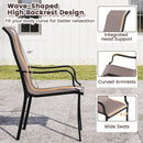 Patio Dining Chair Set of 2 with Wide Seat and Heavy-Duty Metal Frame-Brown