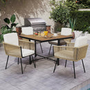 Patio Dining Chairs Set of 4 Bistro Well-Woven Rattan Chairs-White by DirectDeals