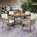 Patio Dining Chairs Set of 4 Bistro Well-Woven Rattan Chairs-White by LJGDeals