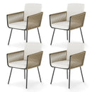 Patio Dining Chairs Set of 4 Bistro Well-Woven Rattan Chairs-White by DirectDeals
