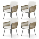 Patio Dining Chairs Set of 4 Bistro Well-Woven Rattan Chairs-White by LJGDeals