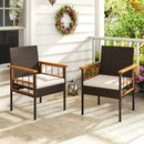 Patio Dining Chairs Set of 2 with Soft Cushions-White by LJGDeals