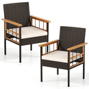 Patio Dining Chairs Set of 2 with Soft Cushions-White by LJGDeals