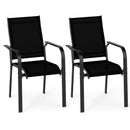 Patio Dining Chairs Set of 2/4/6 Stackable Outdoor Armchairs with Metal Frame by LJGDeals