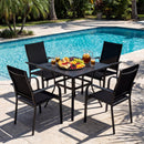 Patio Dining Chairs Set of 2/4/6 Stackable Outdoor Armchairs with Metal Frame by LJGDeals