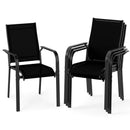 Patio Dining Chairs Set of 2/4/6 Stackable Outdoor Armchairs with Metal Frame by LJGDeals