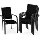 Patio Dining Chairs Set of 2/4/6 Stackable Outdoor Armchairs with Metal Frame by LJGDeals