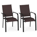 Patio Dining Chairs Set of 2/4/6 Stackable Outdoor Armchairs by LJGDeals