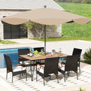 7 Pieces Patio Dining Set with Rattan Armchairs Soft Cushions 2" Umbrella Hole by LJGDeals