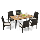 7 Pieces Patio Dining Set with Acacia Wood Dining Table for Porch Backyard Garden Poolside by DirectDeals