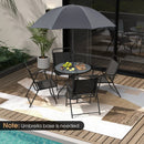 6 Pieces Patio Dining Set Folding Chairs Glass Table Tilt Umbrella for Garden by LJGDeals
