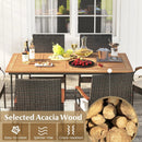 7 Pieces Patio Dining Set with Rattan Armchairs Soft Cushions 2" Umbrella Hole by LJGDeals