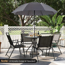 6 Pieces Patio Dining Set Folding Chairs Glass Table Tilt Umbrella for Garden by LJGDeals