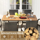 7 Pieces Patio Dining Set with Acacia Wood Dining Table for Porch Backyard Garden Poolside by LJGDeals