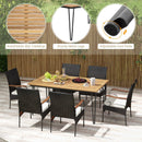 7 Pieces Patio Dining Set with Rattan Armchairs Soft Cushions 2" Umbrella Hole by LJGDeals