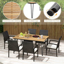 7 Pieces Patio Dining Set with Acacia Wood Dining Table for Porch Backyard Garden Poolside by LJGDeals