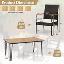 7 Pieces Patio Dining Set with Rattan Armchairs Soft Cushions 2" Umbrella Hole by LJGDeals