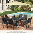Patio Dining Table for 8 with Umbrella Hole for Porch Lawn by LJGDeals