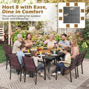 Patio Dining Table for 8 with Umbrella Hole for Porch Lawn by LJGDeals
