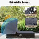 Patio Double Chaise Lounge with Shade Cushions and Folding Side Trays by LJGDeals