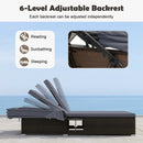 Patio Double Chaise Lounge with Shade Cushions and Folding Side Trays by LJGDeals