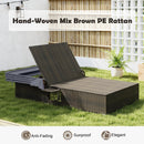 Patio Double Chaise Lounge with Shade Cushions and Folding Side Trays by LJGDeals