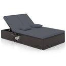 Patio Double Chaise Lounge with Cushions and Folding Side Trays by LJGDeals