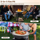 Patio Fire Pit with Firewood Log Rack with Grill and Ash Box-Black by LJGDeals