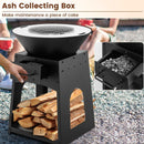 Patio Fire Pit with Firewood Log Rack with Grill and Ash Box-Black by LJGDeals