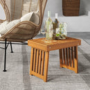 Patio Foldable Side Table with Slatted Tabletop for Backyard by LJGDeals