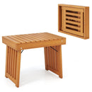 Patio Foldable Side Table with Slatted Tabletop for Backyard by LJGDeals