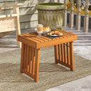 Patio Foldable Side Table with Slatted Tabletop for Backyard