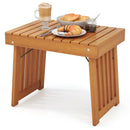 Patio Foldable Side Table with Slatted Tabletop for Backyard by LJGDeals