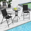 Folding Patio Bar Stool Set of 2 with Footrest - Black