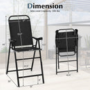 Folding Patio Bar Stool Set of 2 with Footrest - Black