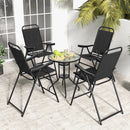 Folding Patio Bar Stool Set of 4 with Metal Frame & Footrest