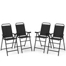 Folding Patio Bar Stool Set of 4 with Metal Frame & Footrest