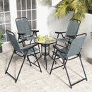 Patio Folding Bar Stool Set of 4 with Metal Frame and Footrest by LJGDeals