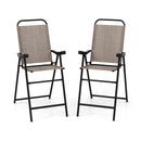 Patio Folding Bar Stool Set of 2 with Metal Frame and Footrest-Blue by DirectDeals