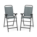 Patio Folding Bar Stool Set of 2 with Metal Frame and Footrest by LJGDeals