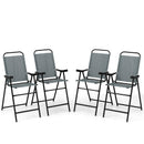Patio Folding Bar Stool Set of 4 with Metal Frame and Footrest-Blue