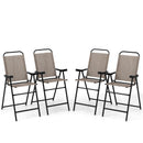 Patio Folding Bar Stool Set of 4 with Metal Frame and Footrest-Blue by DirectDeals