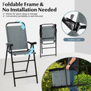 Patio Folding Bar Stool Set of 2 with Metal Frame and Footrest by LJGDeals