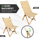 Bamboo Folding Camping Chair with 2-Level Adjustable Backrest-Natural by LJGDeals