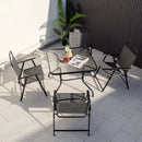 Patio Folding Chairs Set of 4 with Cozy Seat Fabric and Heavy-Duty Metal Frame-Gray by LJGDeals