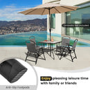 Patio Folding Chairs Set of 4 with Cozy Seat Fabric and Heavy-Duty Metal Frame-Gray by LJGDeals