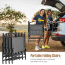 Patio Folding Chairs Set of 4 with Cozy Seat Fabric and Heavy-Duty Metal Frame-Gray by LJGDeals