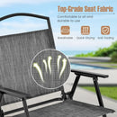 Patio Folding Chairs Set of 4 with Cozy Seat Fabric and Heavy-Duty Metal Frame-Gray by LJGDeals