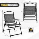 Patio Folding Chairs Set of 4 with Cozy Seat Fabric and Heavy-Duty Metal Frame-Gray by LJGDeals